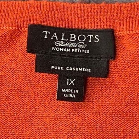 Talbots Pure Cashmere Women Petites Size 1X Ripe Papaya Orange Cardigan Sweater - Picture 8 of 12